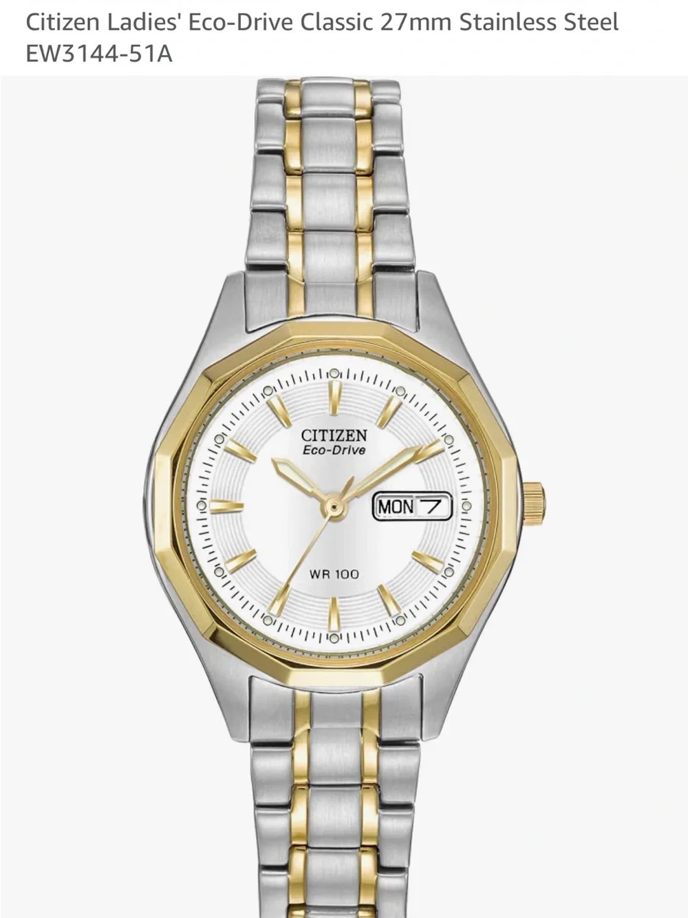 Citizen Two-Tone Silver and Gold Ladies Eco-Drive Watch